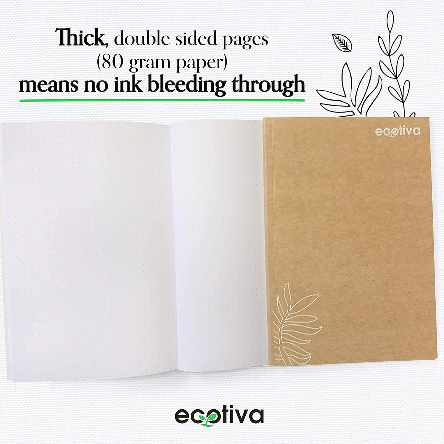 Ecotiva Recycled Kraft Notebook Pack – Lined or Dotted, A5 Size
