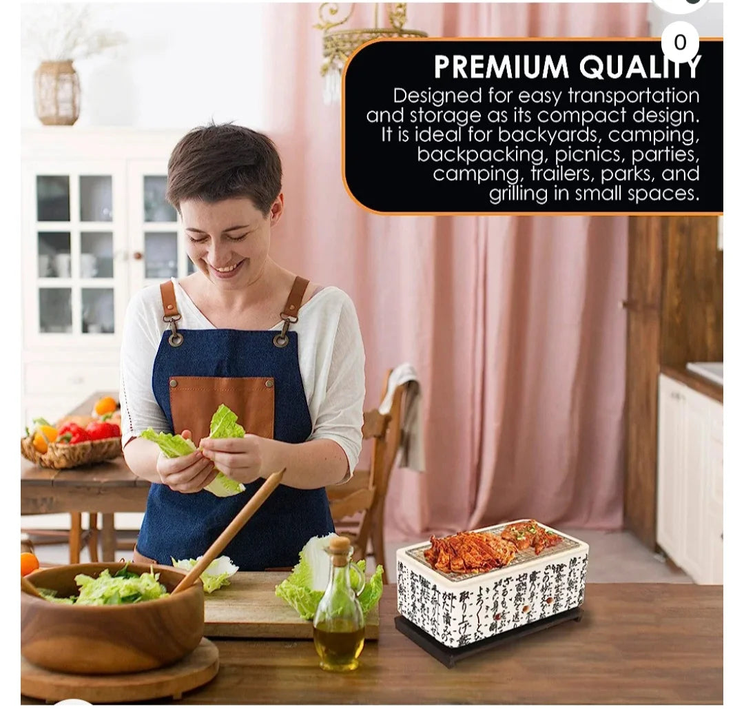 Global Kut Stainless Steel Yakitori Grill – Portable Tabletop Charcoal Grill for Authentic Japanese BBQ