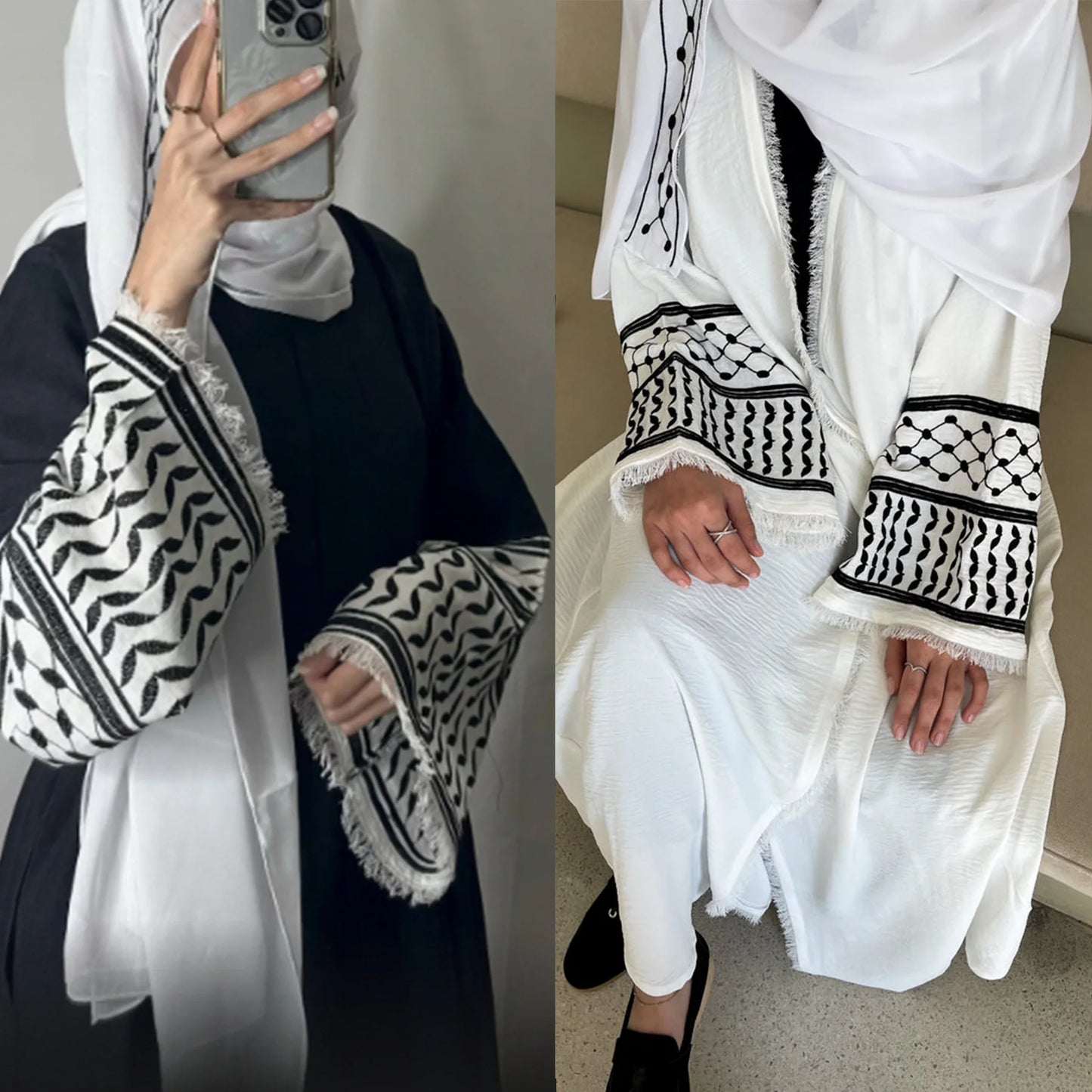 Embroidery Kefiyyeh Abaya 
