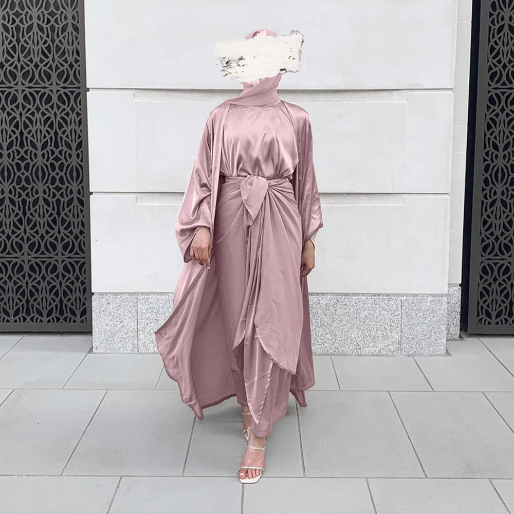 Serenya Satin Kaftan Abaya Set