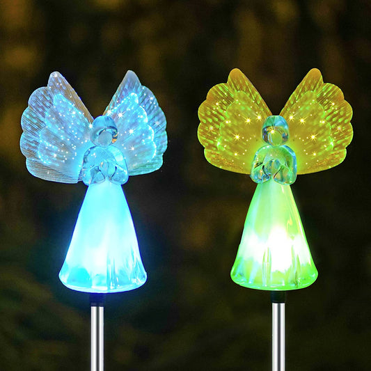 Outdoor Solar Garden Lights;2 Pack Solar Angel Decorative Lights