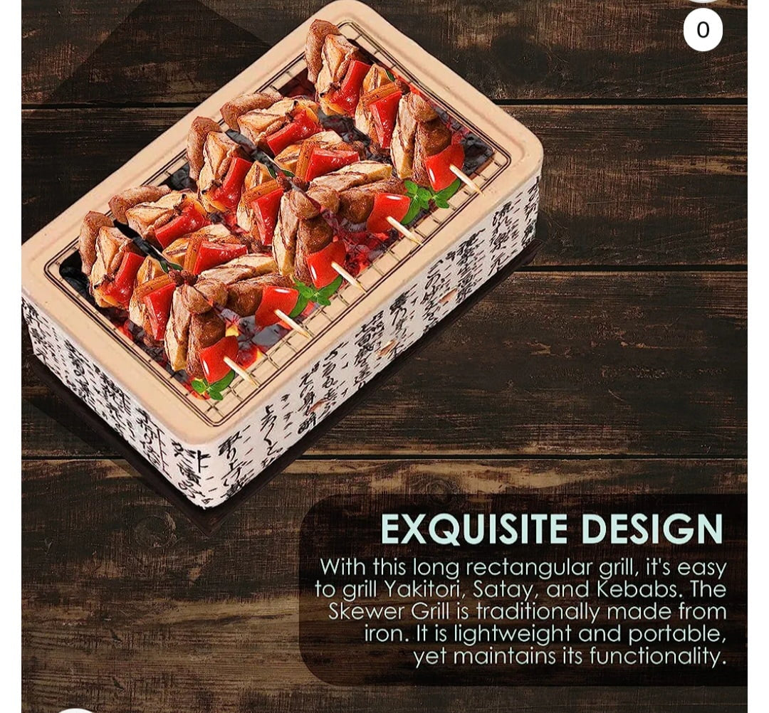 Global Kut Stainless Steel Yakitori Grill – Portable Tabletop Charcoal Grill for Authentic Japanese BBQ