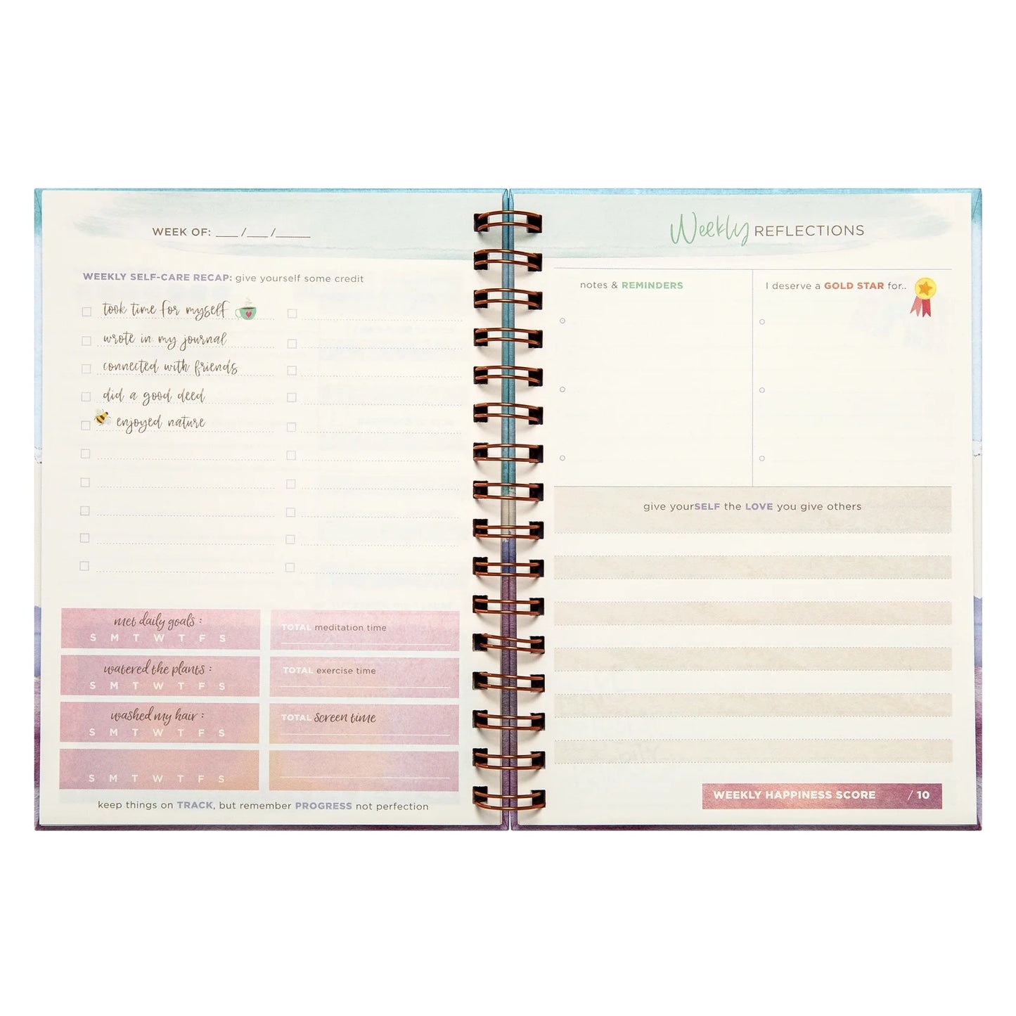 Mintgreen 6" x 8" Wellness Spiral Journal – 200 Pages