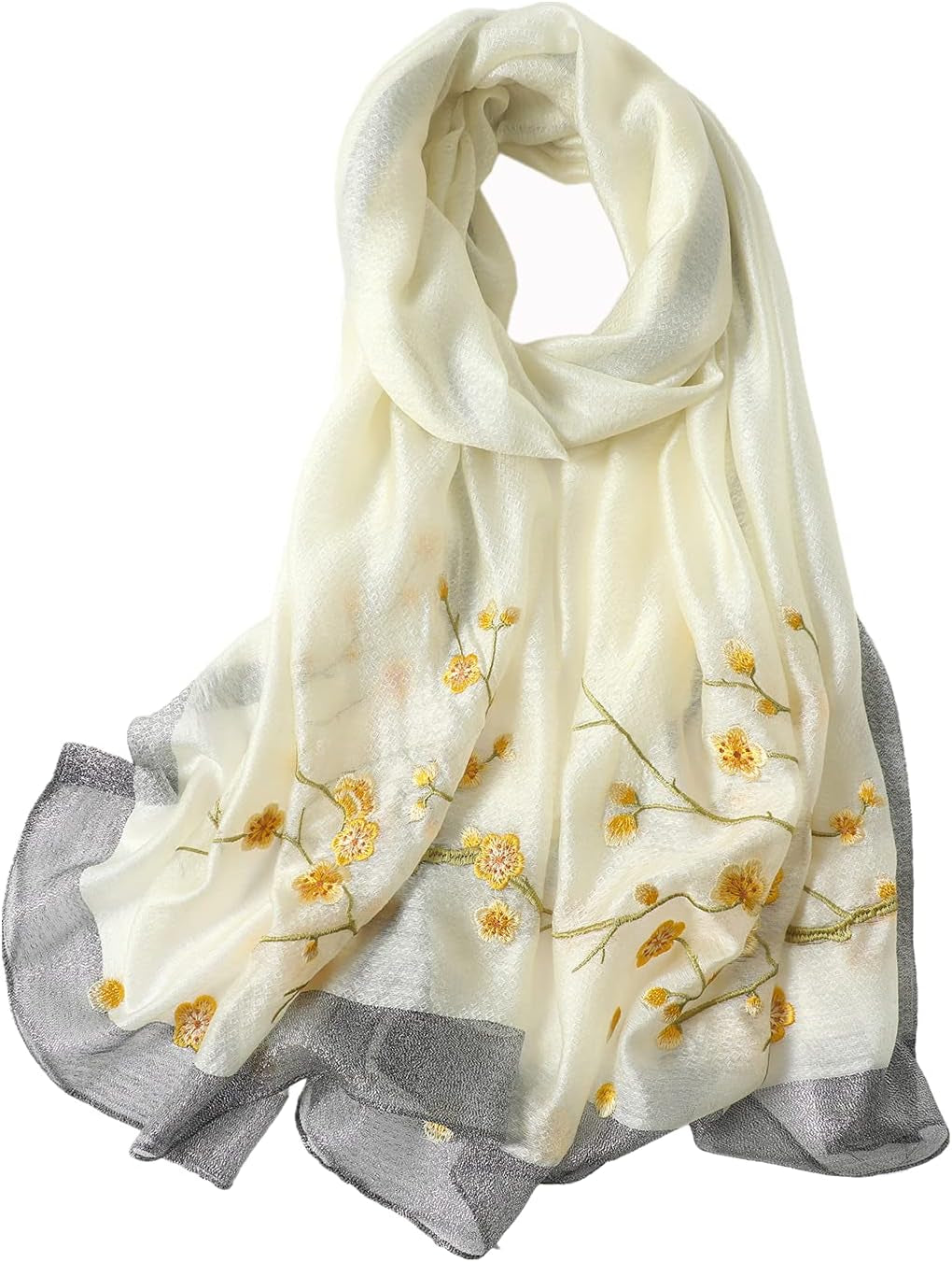 Elegant Silk Blend Embroidered Scarf