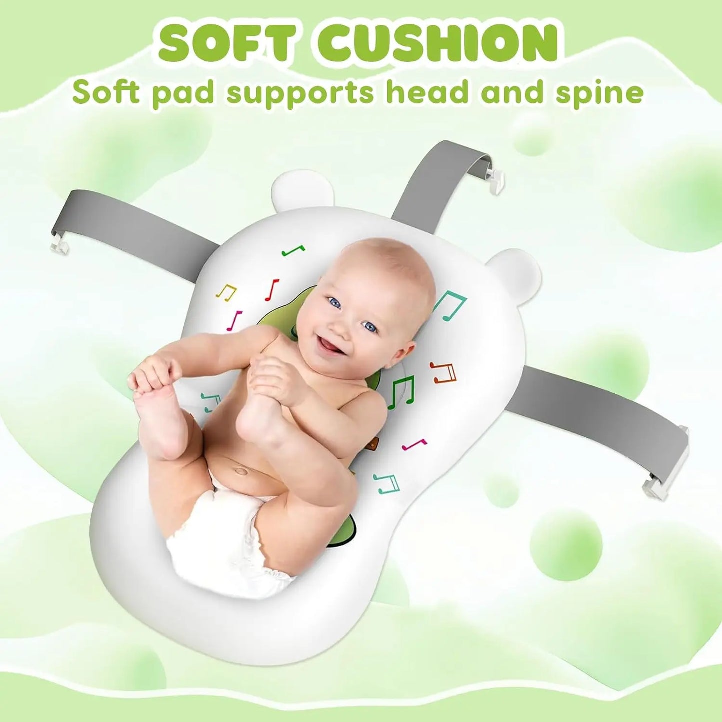 Foldable Baby Bathtub with Temperature Sensor & Bath Mat – Newborn to Toddler (0–36 Months), Space-Saving, Non-Slip, BPA-Free, with Thermometer & Neck Support | Perfect Baby Shower Gift