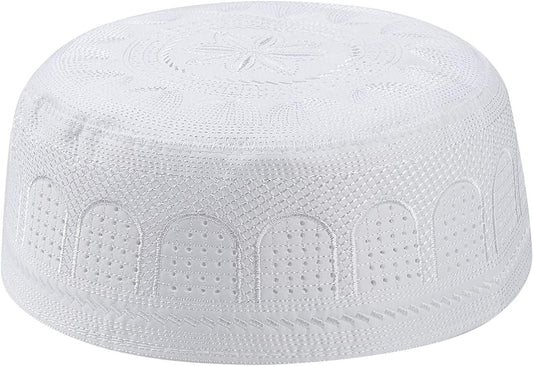 Men’s Muslim Prayer Kufi Hat – Embroidered Islamic Beanie Skull Cap, Traditional Kofia Topi, Lightweight Sun Hat