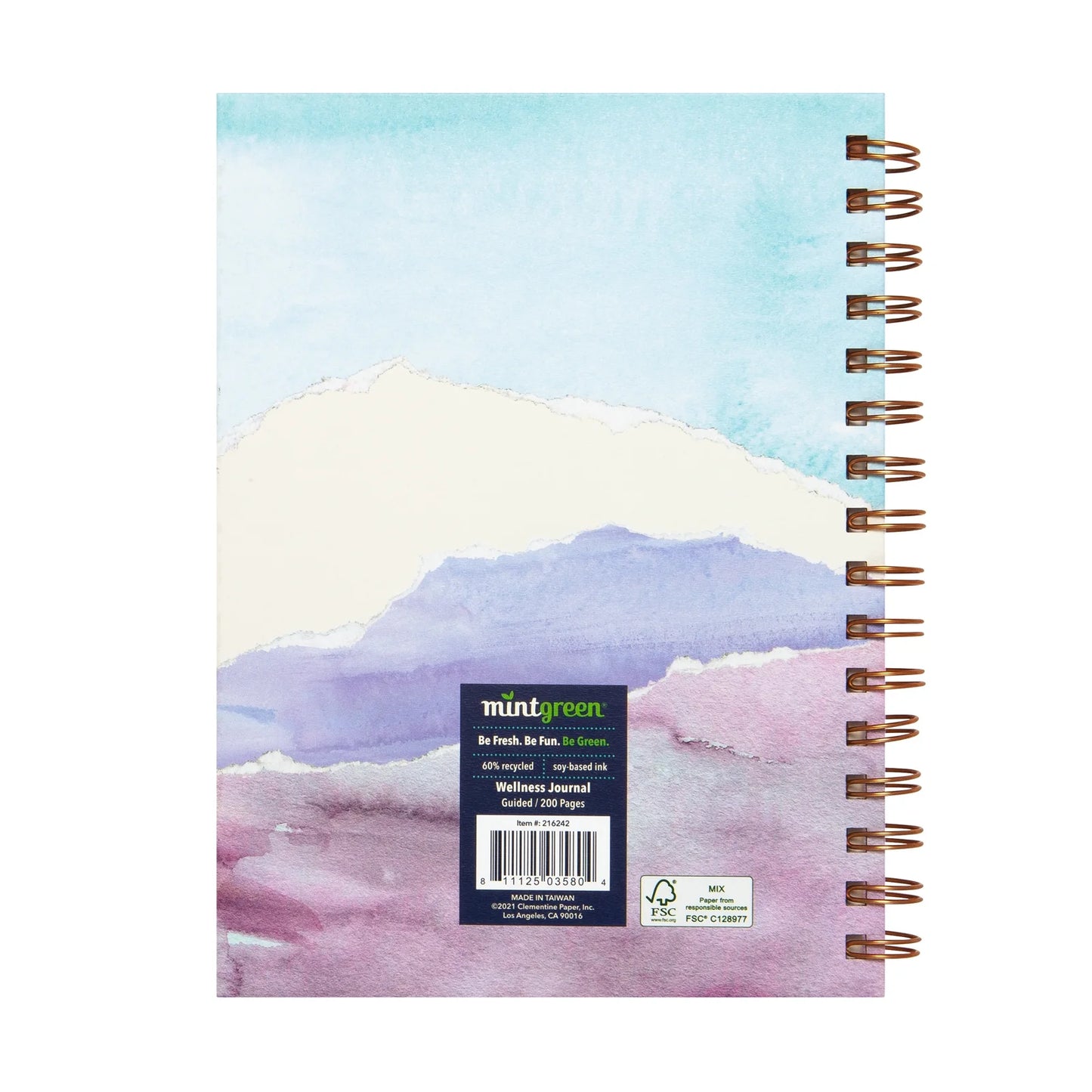 Mintgreen 6" x 8" Wellness Spiral Journal – 200 Pages