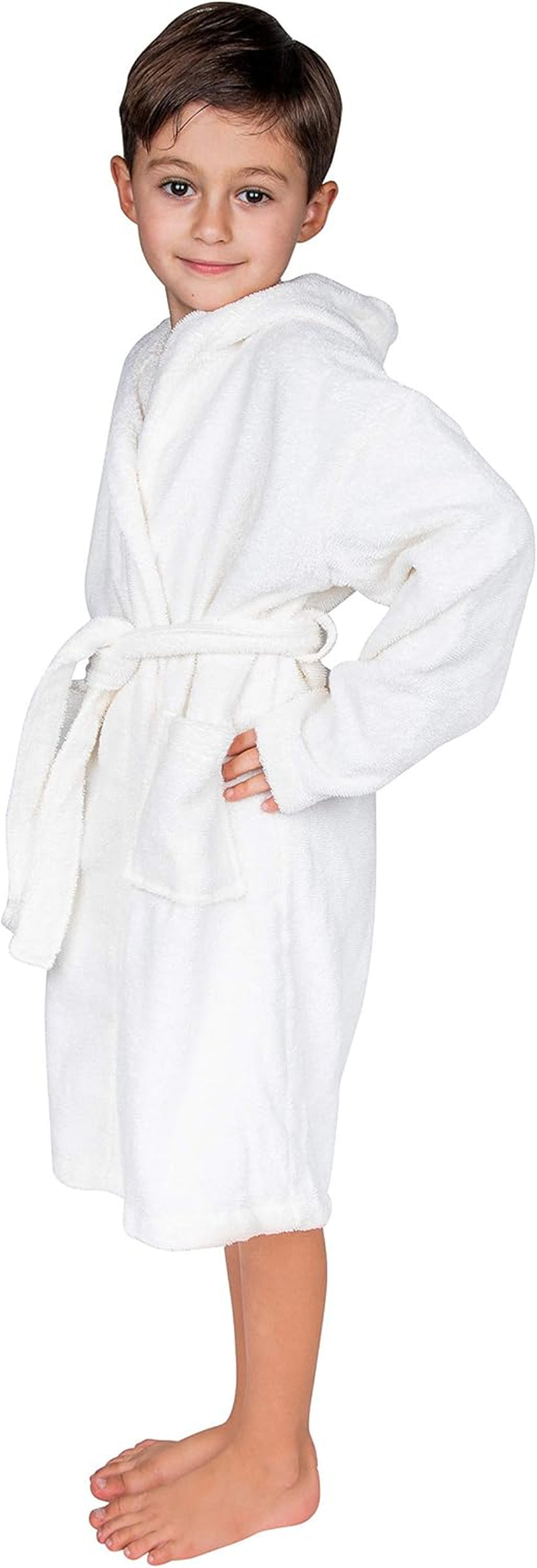 Bagno Milano Kids Organic Turkish Cotton & Modacrylic Hooded Bathrobe – Soft, Absorbent, Unisex Terry Robe with Pockets