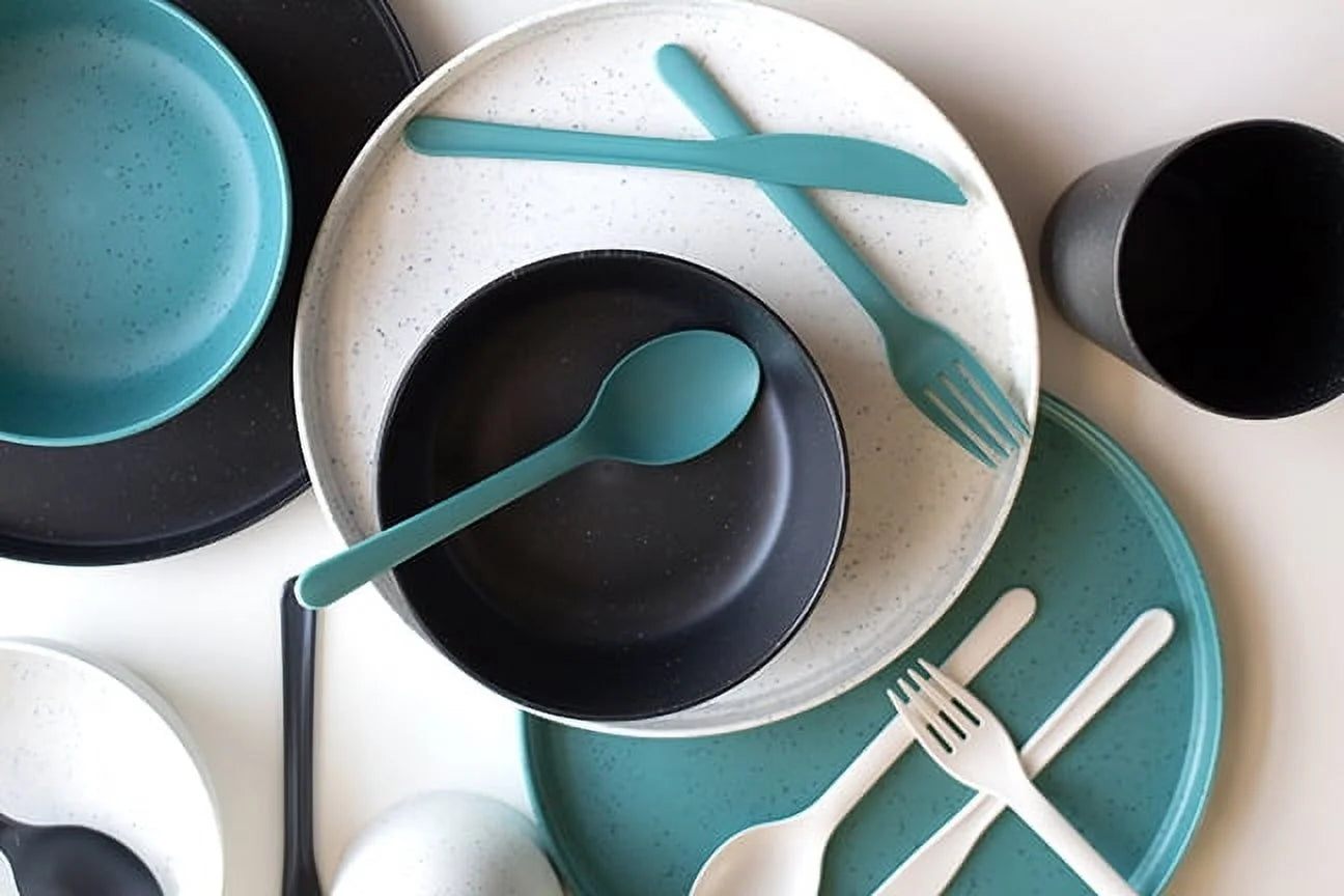 Mainstays 28-Piece Eco-Friendly Recycled Plastic Dinnerware Set