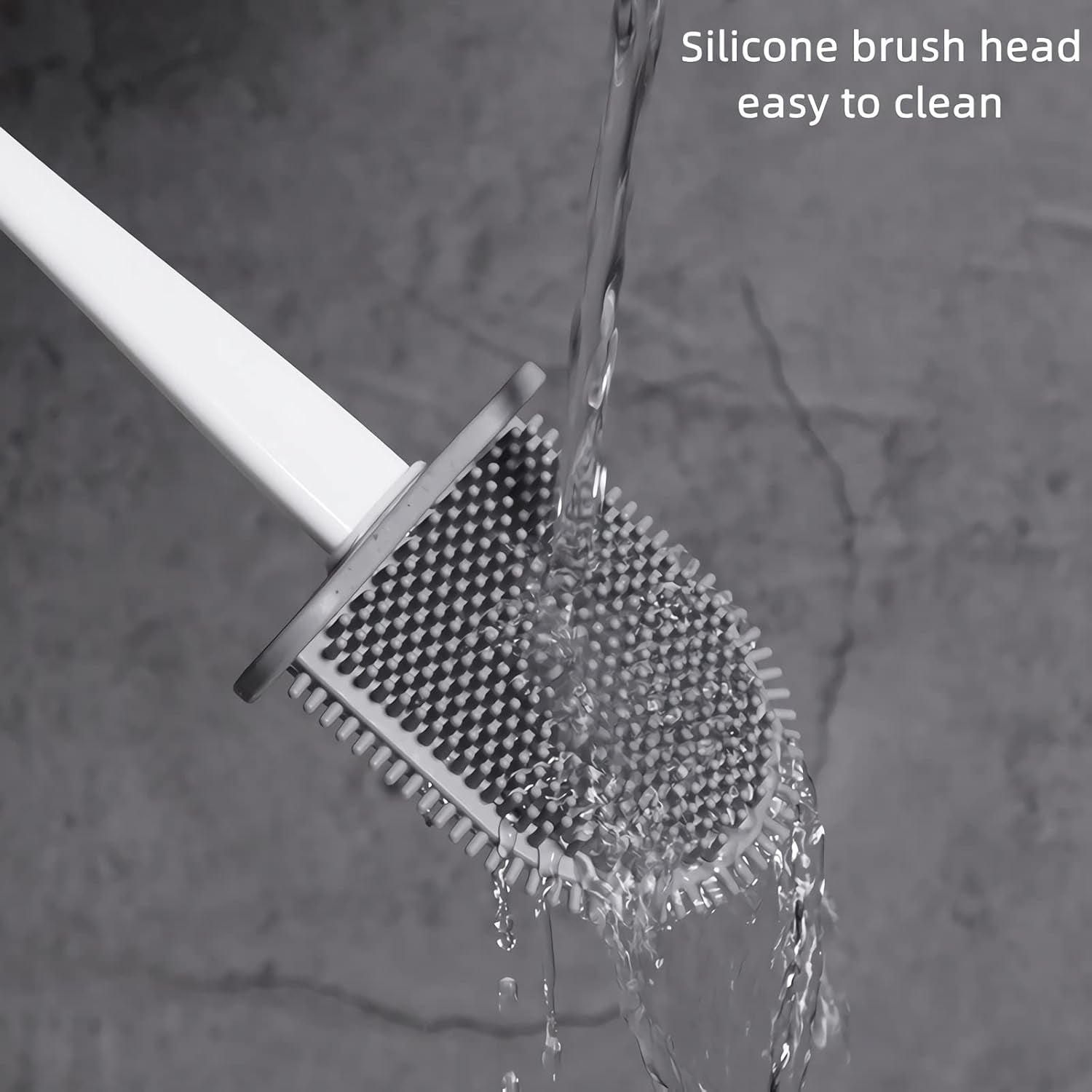 Silicone Toilet Brush with Wall Mount & Ventilated Base – Soft TPR Bristles for Deep Cleaning