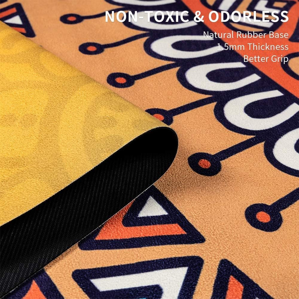 SNAKUGA Foldable Travel Yoga Mat – Eco-Friendly Suede & Natural Rubber, Non-Slip, Lightweight & Compact – 72"x26"x1.5mm Thin for Hot Yoga, Pilates & Fitness – Includes Carry Bag