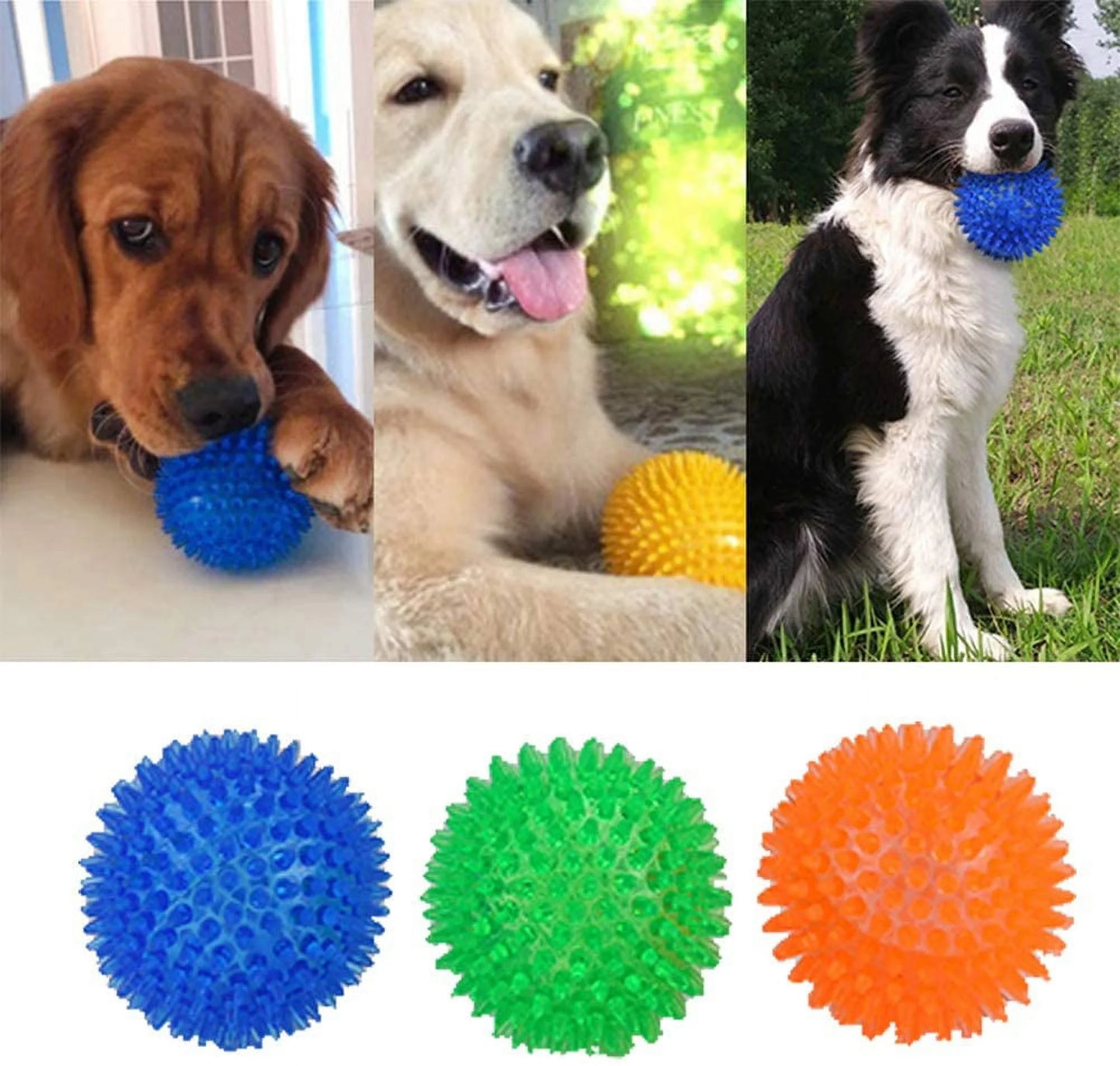 Durable Dog Toy Ball with Squeaker – Teeth Cleaning, Chew-Resistant, High Bounce Toy for Medium Dogs