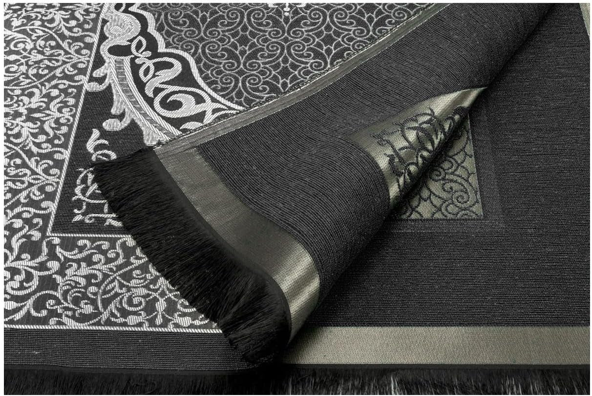 Men’s Muslim Prayer Set – Premium Turkish Cotton Kufi Hat, Prayer Carpet Rug with Embroidered Tassels & Pearl Prayer Beads