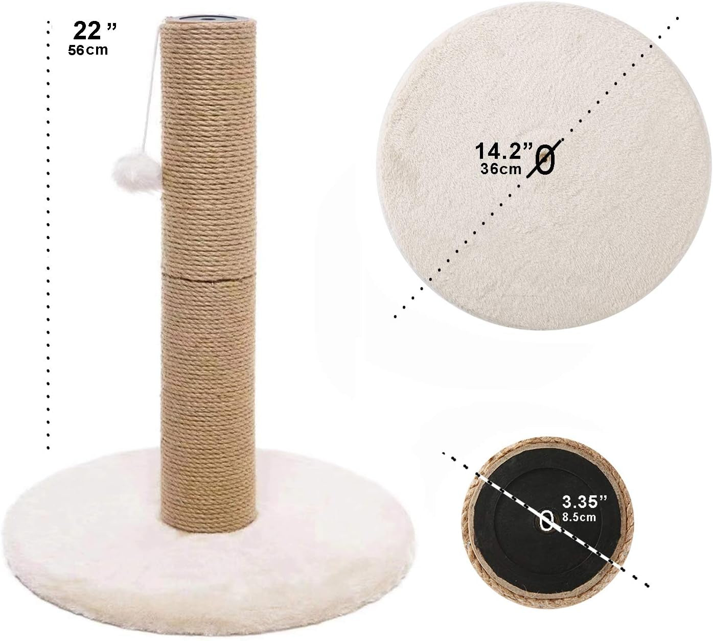 Small Cat Scratching Posts Kitty Coconut Palm Tree for Cats and Kittens - Natural Jute Sisal Scratch Pole (23IN)
