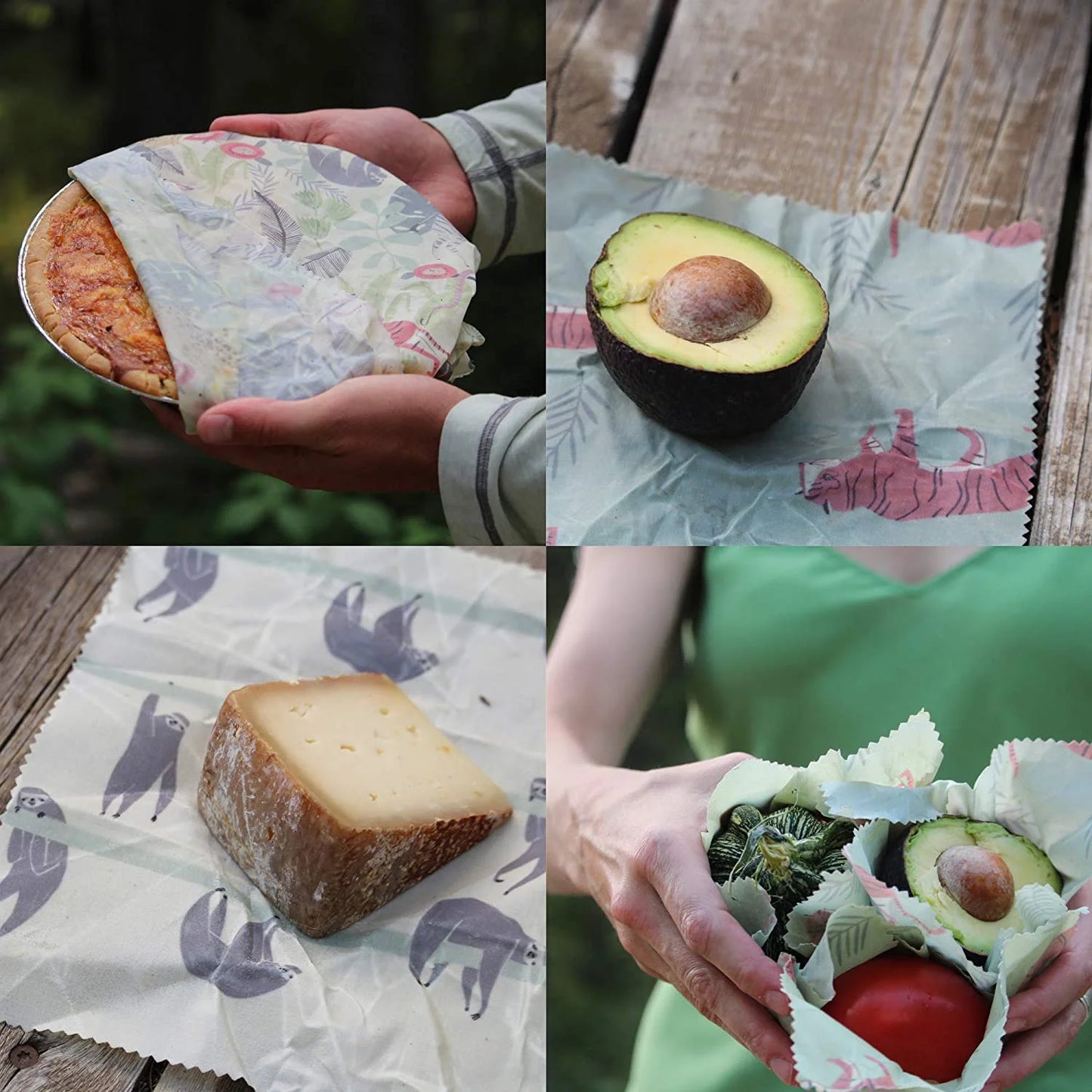 Reusable Beeswax Food Wraps (5-Pack) – Eco-Friendly, Organic & Sustainable Alternative to Plastic Wrap | 3 Small, 1 Medium, 1 Large | Washable, Reusable, Zero-Waste Kitchen Covers