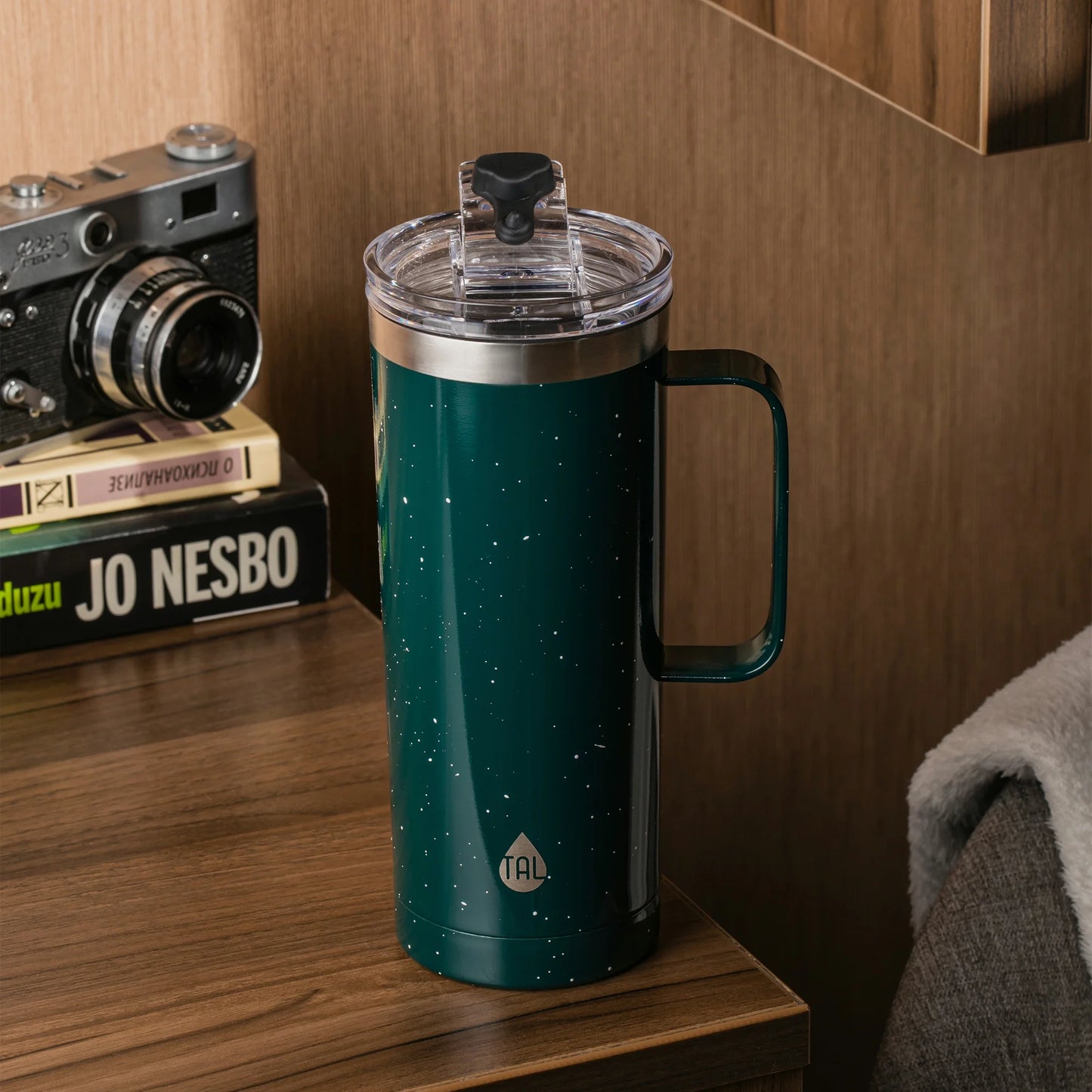 TAL Stainless Steel Mountaineer Travel Mug – 20 oz, Teal Speckle