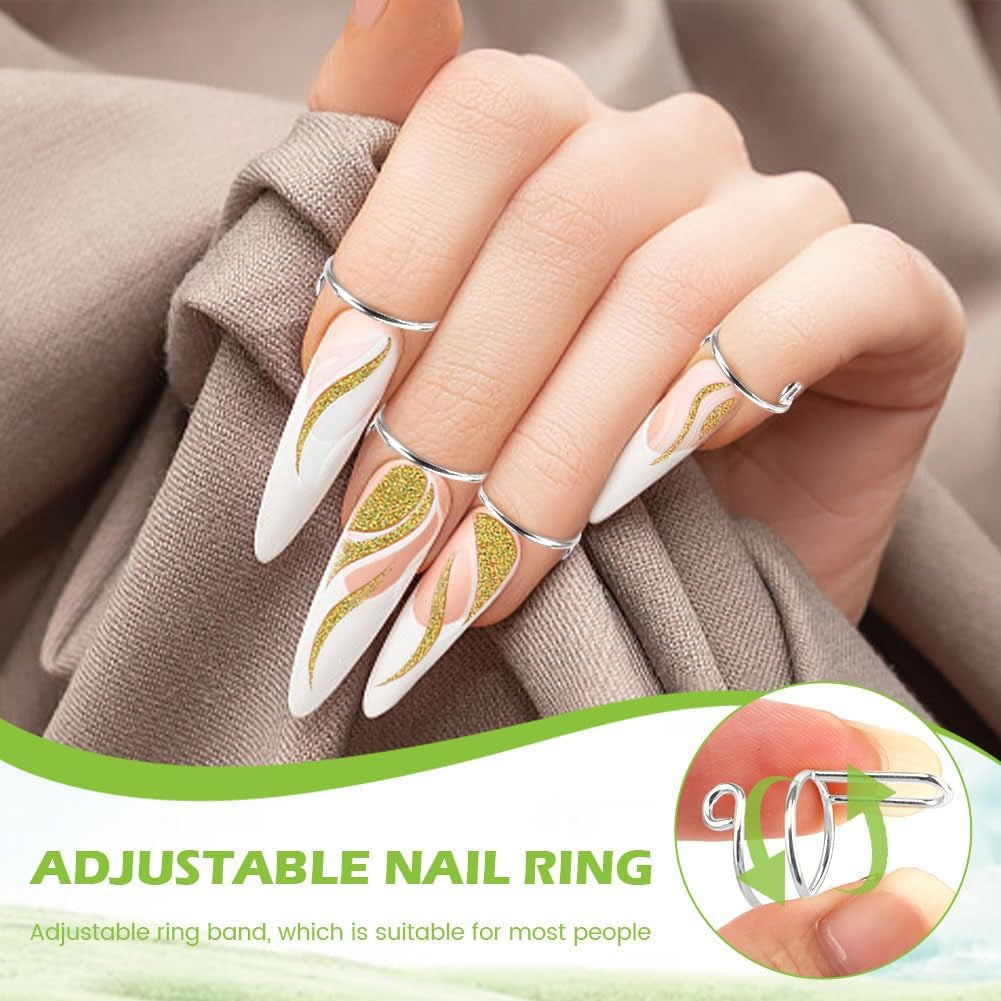 Adjustable Wudu Nail Rings Set - No Glue, No Adhesive | Perfect DIY Gift for Women (Silver)