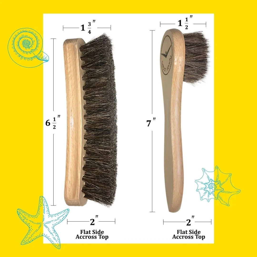 Beach Sandy Brush Kit – Eco-Friendly Sand Remover with Beech Wood Brushes & Microfiber Towel Bag – Portable Beach Accessory for Feet, Gear, & Pets