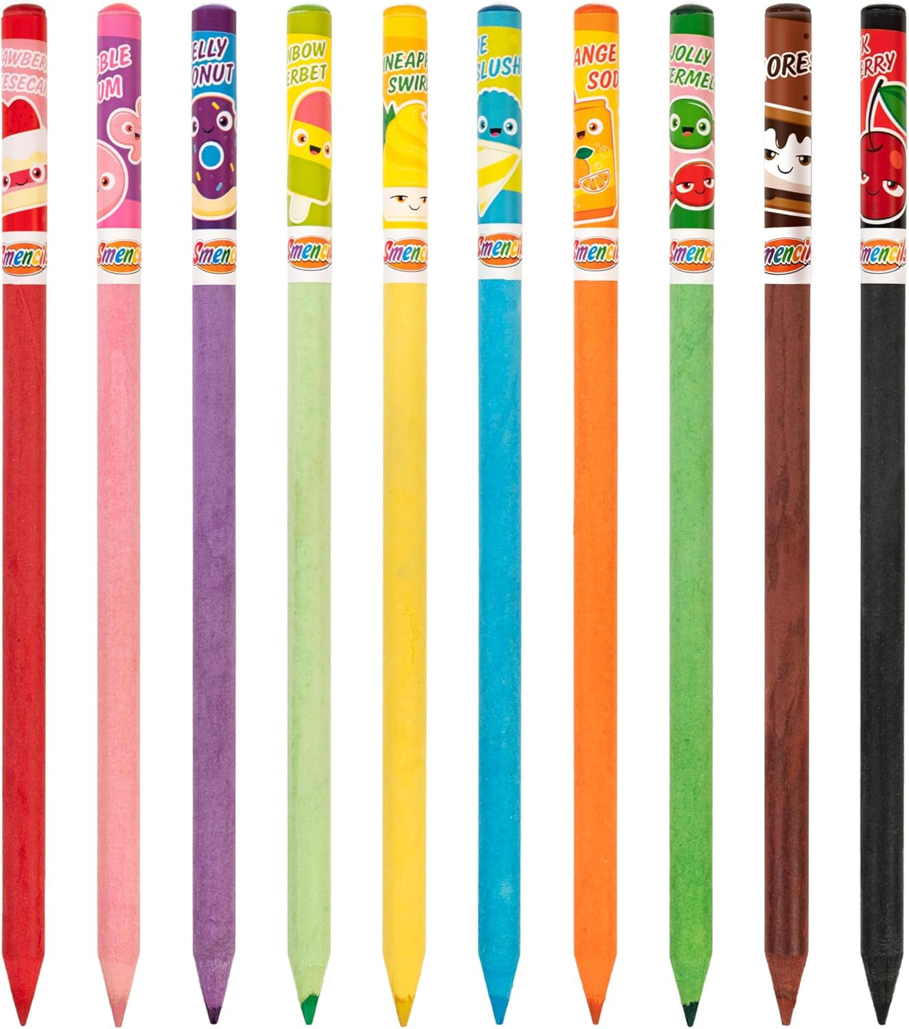 Colored Smencils - Patented Gourmet Scented Colored Pencils Made from Recycled Newspapers, 10 Count, Gifts for Kids, School Supplies, Classroom Rewards
