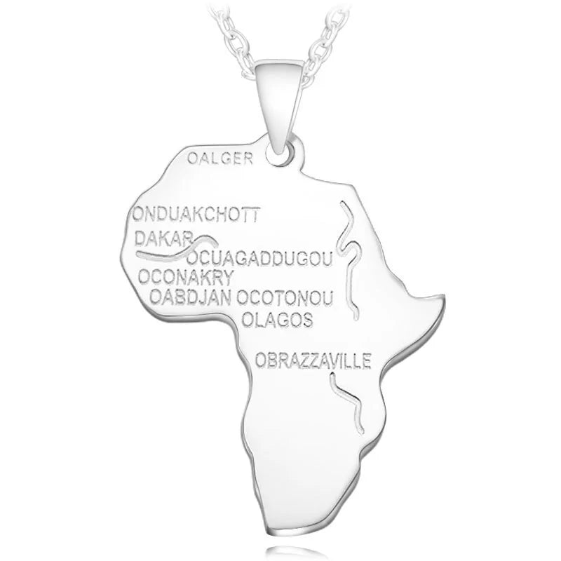 Africa Map Stainless Steel Pendant Necklace