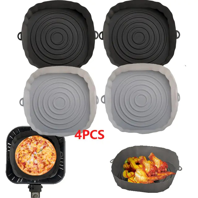 4pcs Silicone Air Fryer Basket Airfryer Oven Mold Baking Tray