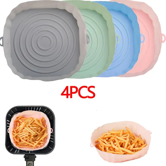 4pcs Silicone Air Fryer Basket Airfryer Oven Mold Baking Tray