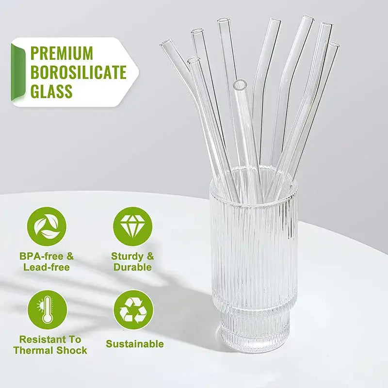 12-Pack Reusable Glass Straws