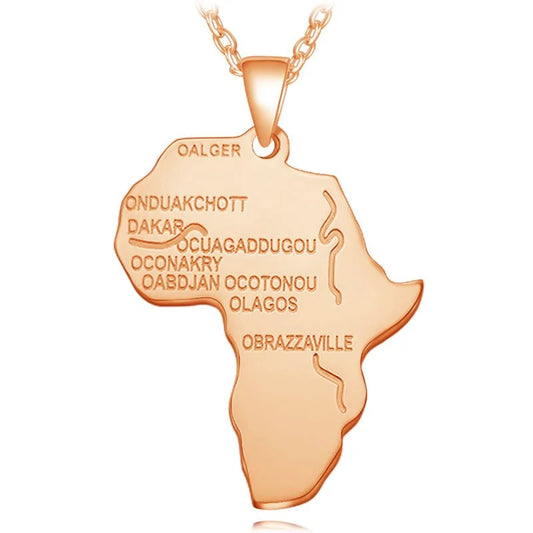 Africa Map Stainless Steel Pendant Necklace