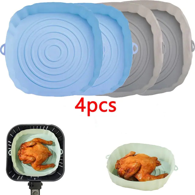 4pcs Silicone Air Fryer Basket Airfryer Oven Mold Baking Tray